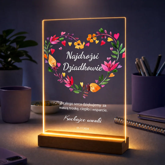 Prezent dla dziadków na Dzień Babci i Dzień Dziadka – personalizowany druk na szkle Najdrożsi Dziadkowie