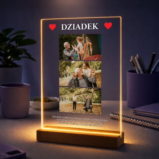 Pomysł na prezent dla dziadka na urodziny – kolaż zdjęć na szkle Najpiękniejsze Wspomnienia