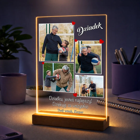 Oryginalny prezent dla dziadka na urodziny – kolaż zdjęć na szkle Kochany Dziadek