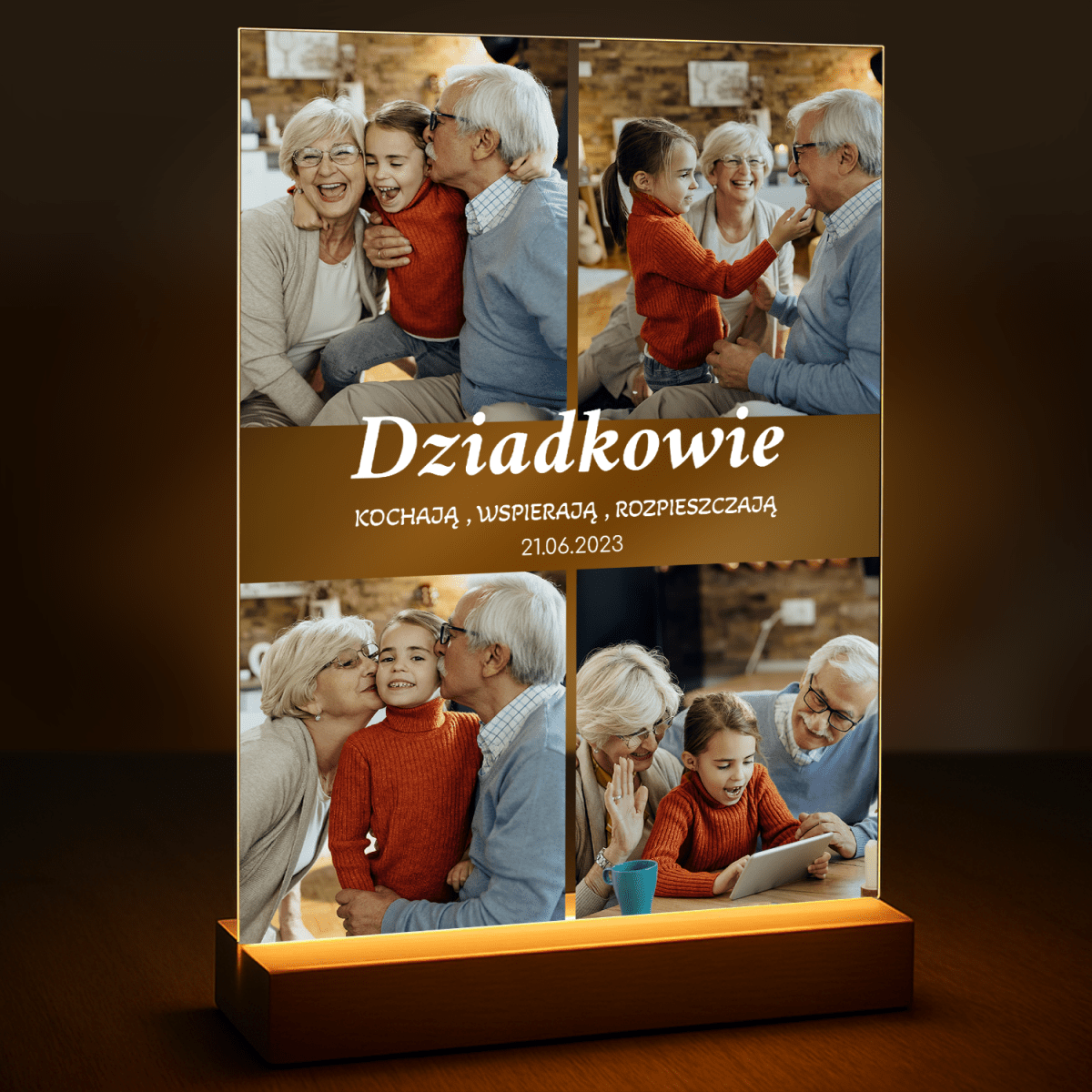 Dziadkowie kolaż 4 zdjęć - druk na szkle z Twojego zdjęcia - Wymaluj Prezent