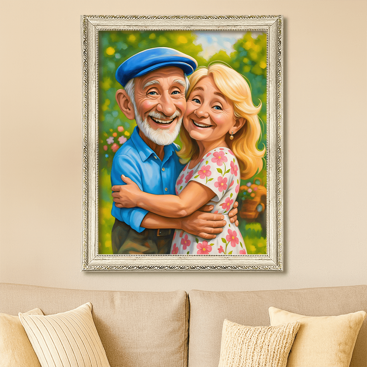 Image of Dziadkowie w karykaturalnym stylu - obraz na płótnie z Twojego zdjęcia - Wymaluj Prezent