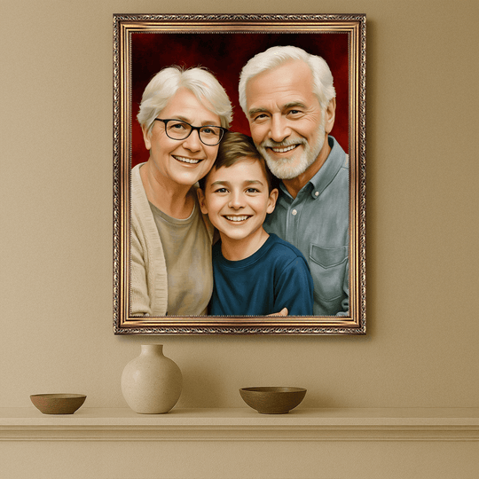 Dziadkowie z wnukiem - obraz na płótnie z Twojego zdjęcia