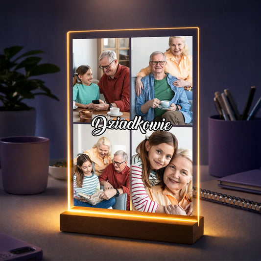 Pomysł na prezent dla dziadków na Dzień Babci i Dziadka – kolaż zdjęć na szkle Dziadkowie i wnuki