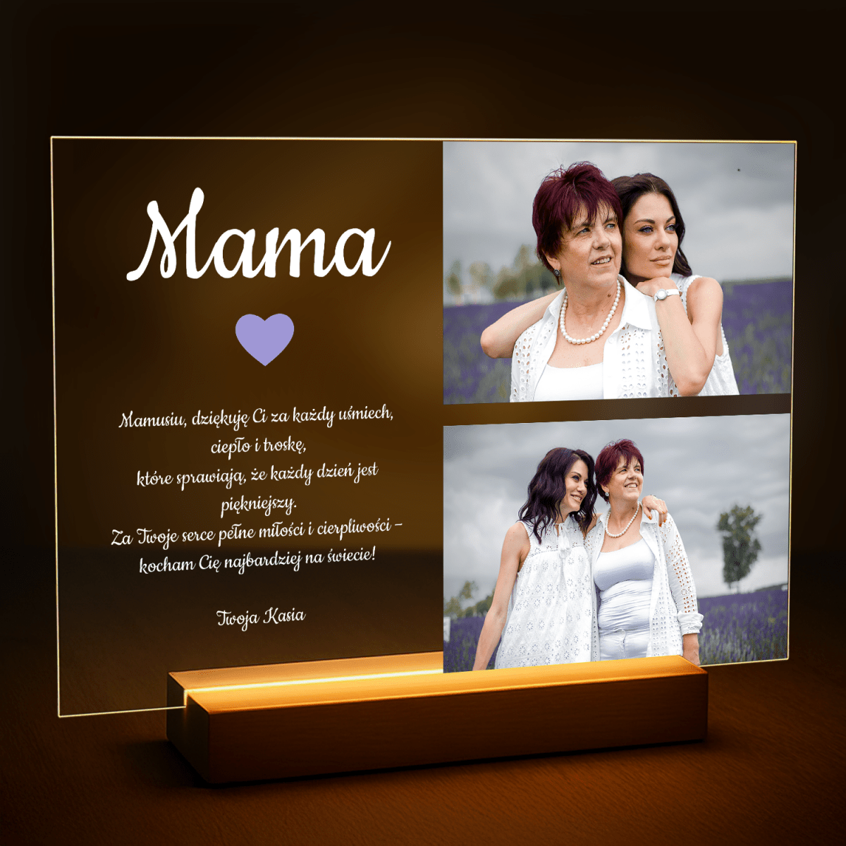Dziękuję Ci Mamo - druk na szkle z Twojego zdjęcia - Wymaluj Prezent