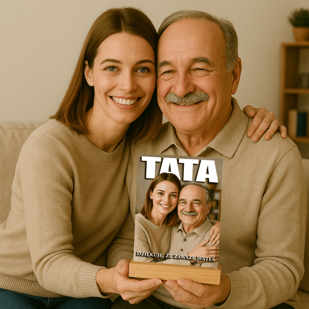 Image of Dziękuję, że zawsze jesteś - druk na szkle, portret z Twojego zdjęcia - Wymaluj Prezent