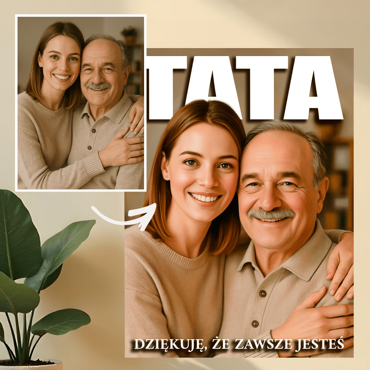 Dziękuję, że zawsze jesteś - druk na szkle, portret z Twojego zdjęcia - Wymaluj Prezent