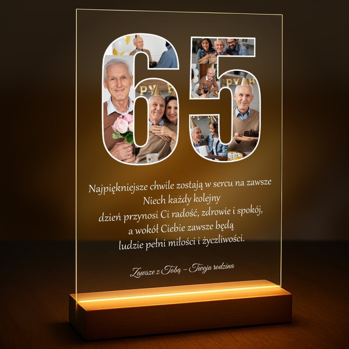 Image of Dzień 65 urodzin - druk na szkle z Twojego zdjęcia - Wymaluj Prezent