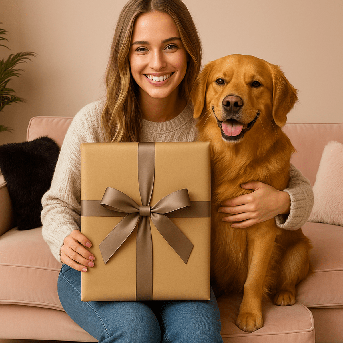 Image of Dziewczyna i pies - obraz na płótnie z Twojego zdjęcia - Wymaluj Prezent