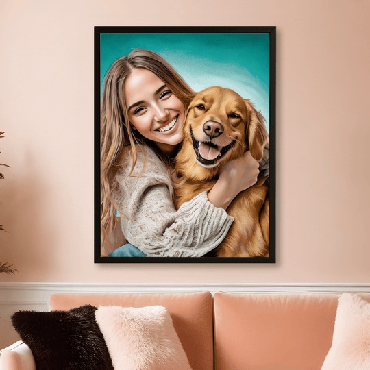 Dziewczyna i pies - obraz na płótnie z Twojego zdjęcia