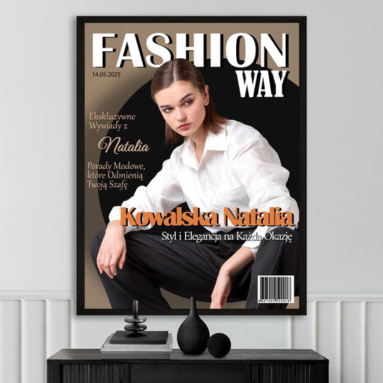 Dziewczyna z okładki magazynu o modzie - plakat z Twojego zdjęcia