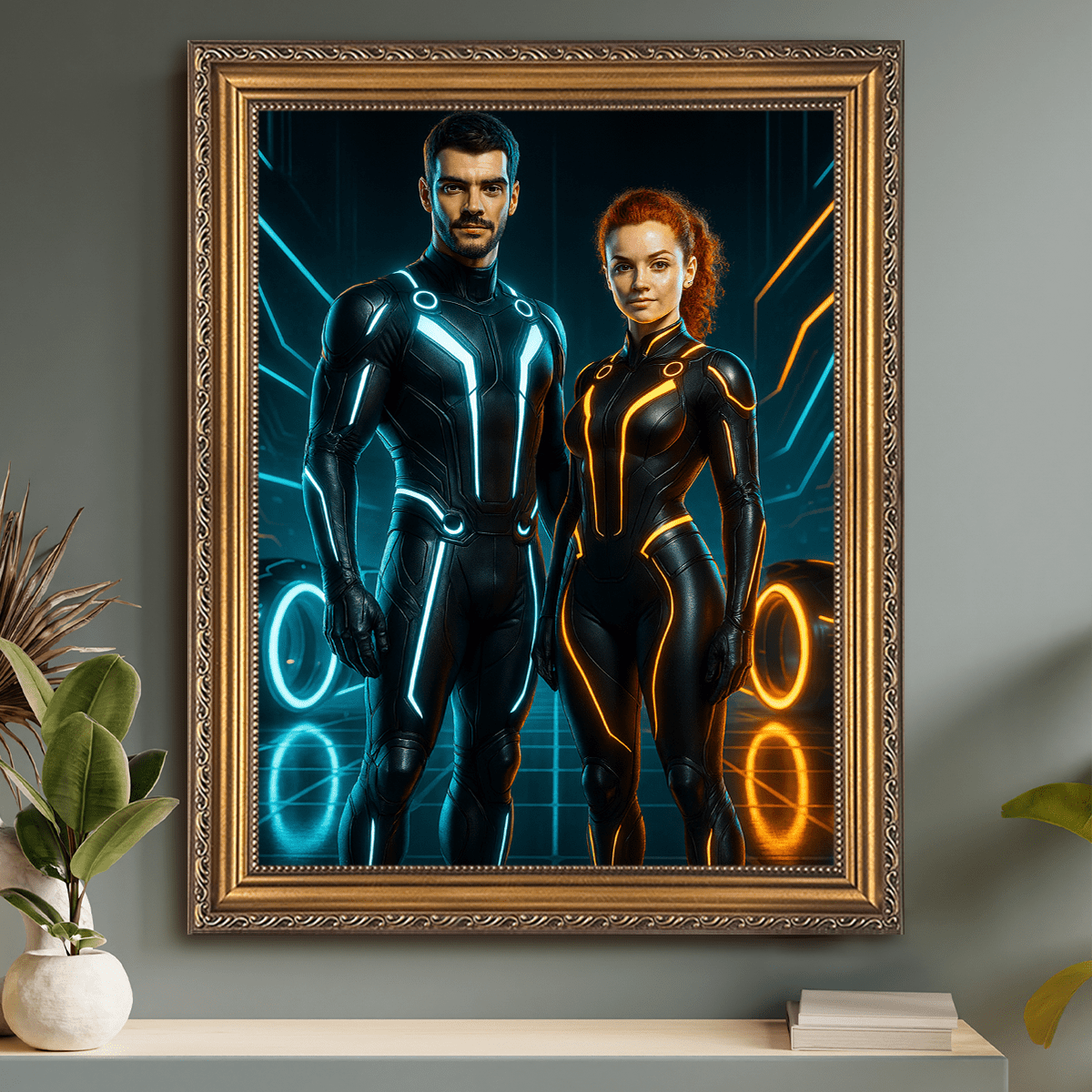 Futurystyczny portret pary - obraz na płótnie z Twojego zdjęcia - Wymaluj Prezent