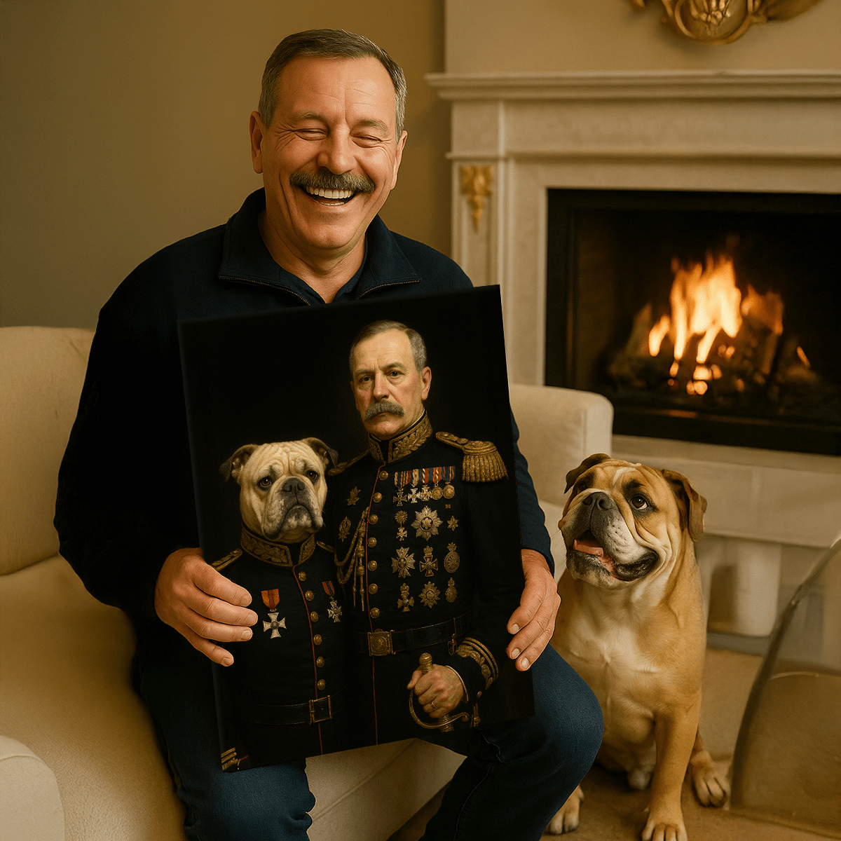 Image of Generał i jego kompan - obraz na płótnie z Twojego zdjęcia - Wymaluj Prezent