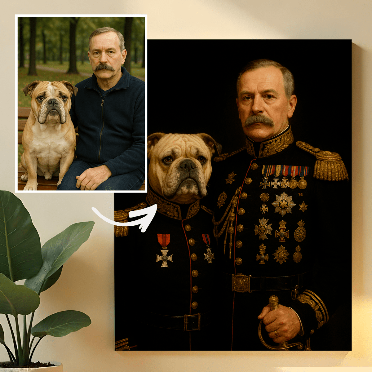 Image of Generał i jego kompan - obraz na płótnie z Twojego zdjęcia - Wymaluj Prezent