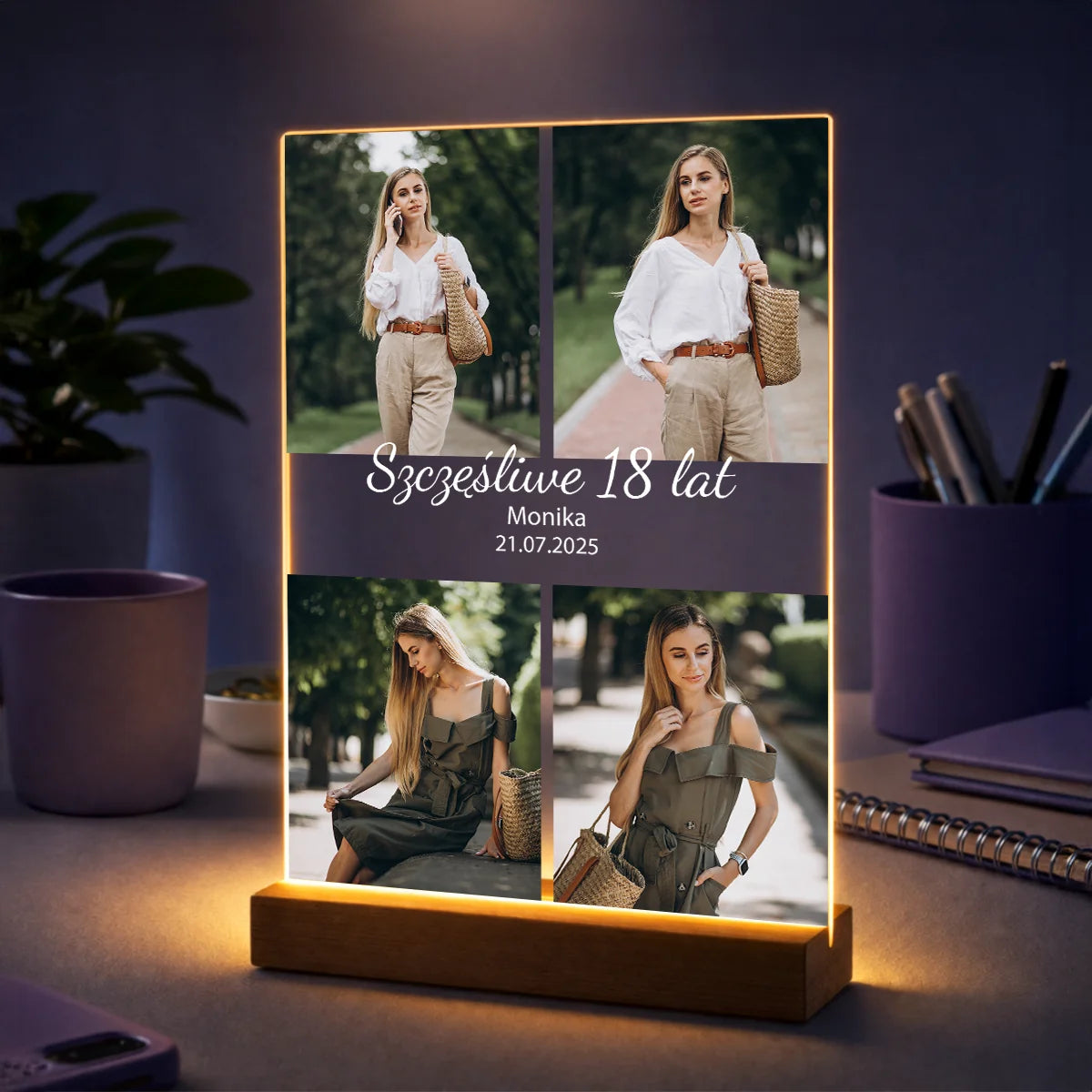 Oryginalny prezent dla niej na 18 urodziny – kolaż 4 zdjęć na szkle Wspomnienia 18