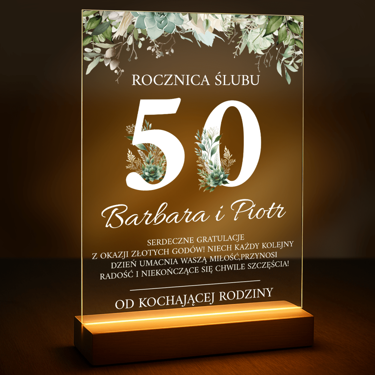 Image of Gratulacje z okazji Złotych Godów - druk na szkle z Twojego zdjęcia - Wymaluj Prezent