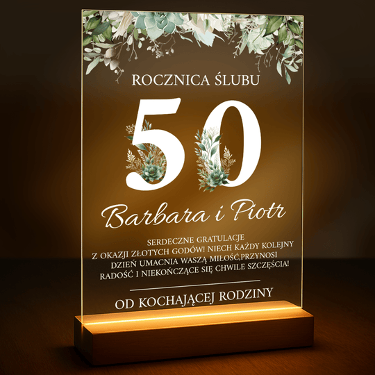 Gratulacje z okazji Złotych Godów - druk na szkle z Twojego zdjęcia