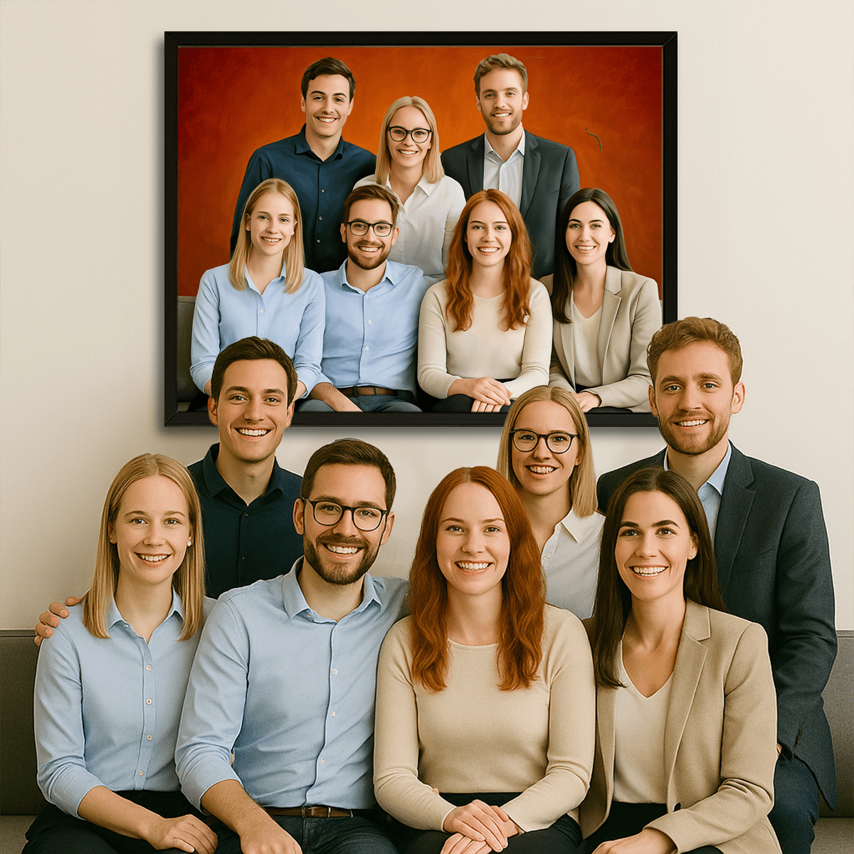 Grupa przyjaciół - obraz na płótnie z Twojego zdjęcia - Wymaluj Prezent