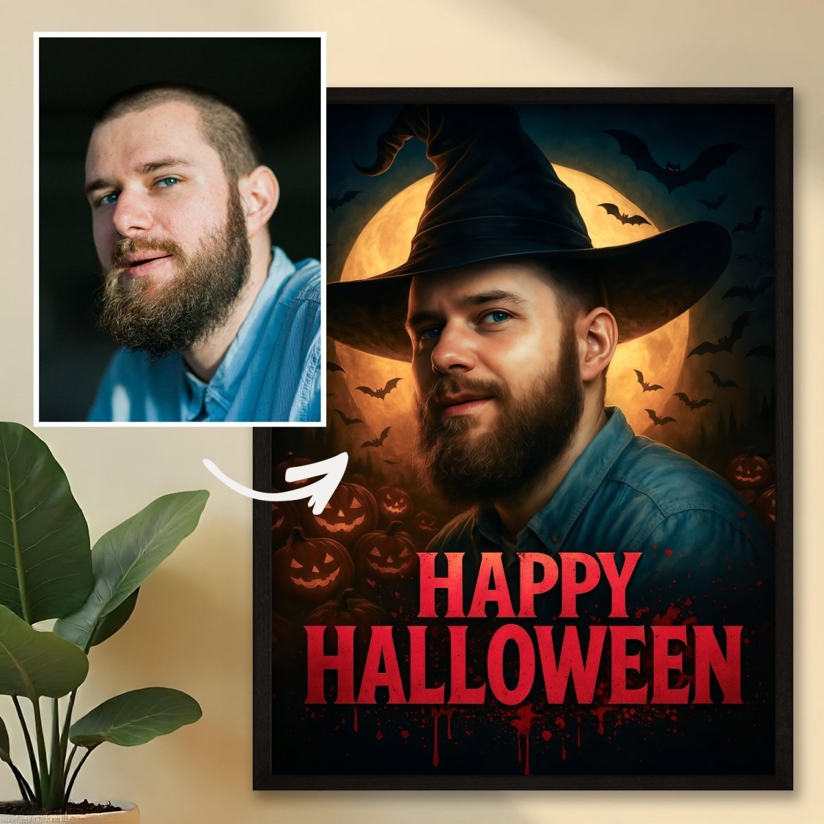 Image of Happy Halloween - plakat z Twojego zdjęcia - Wymaluj Prezent