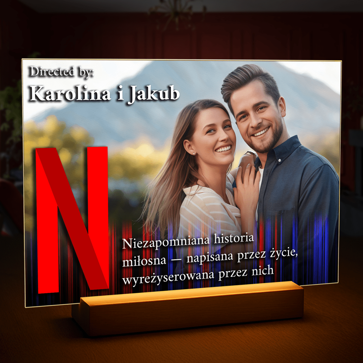 Historia miłości jak z filmu - druk na szkle, portret z Twojego zdjęcia - Wymaluj Prezent