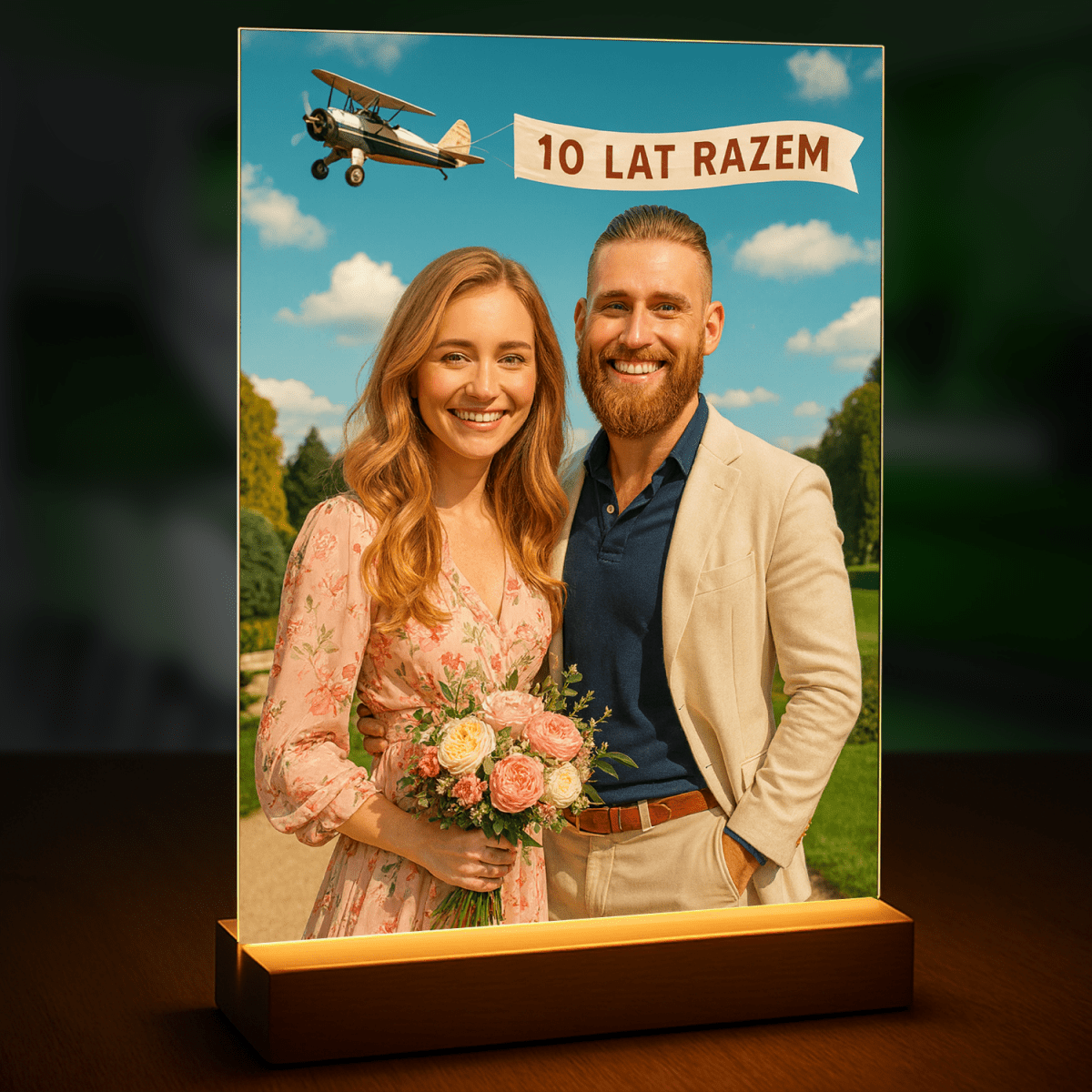 Image of Ilustracja 10 lat razem - druk na szkle, portret z Twojego zdjęcia - Wymaluj Prezent