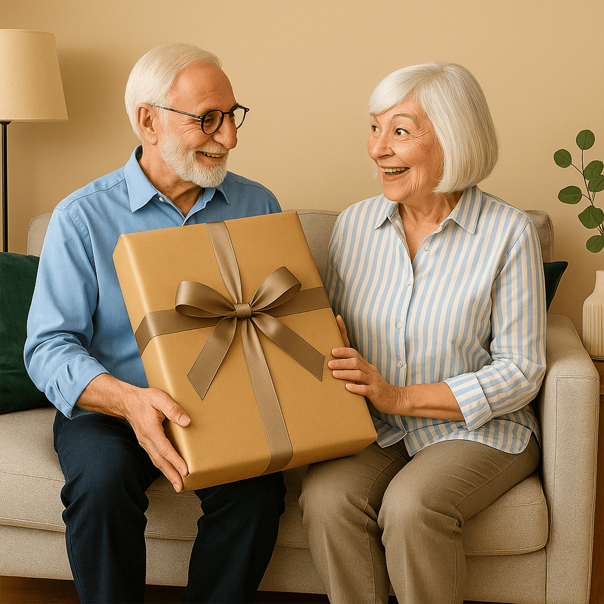 Image of Ilustracja babci i dziadka - obraz na płótnie z Twojego zdjęcia - Wymaluj Prezent