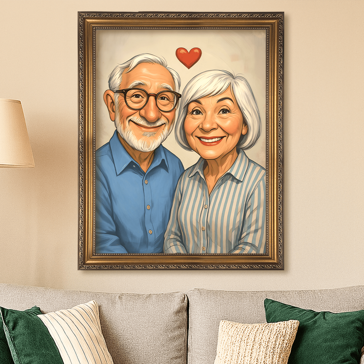 Image of Ilustracja babci i dziadka - obraz na płótnie z Twojego zdjęcia - Wymaluj Prezent