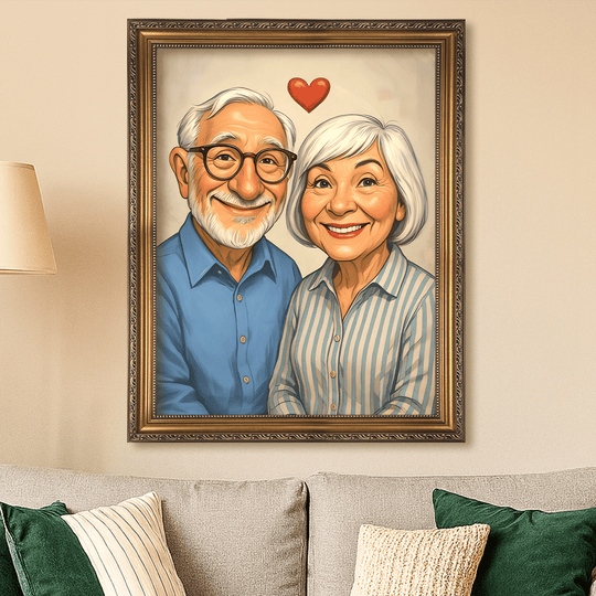 Ilustracja babci i dziadka - obraz na płótnie z Twojego zdjęcia