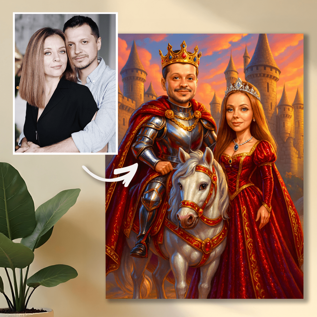 Image of Ilustracja króla i królowej - obraz na płótnie z Twojego zdjęcia - Wymaluj Prezent