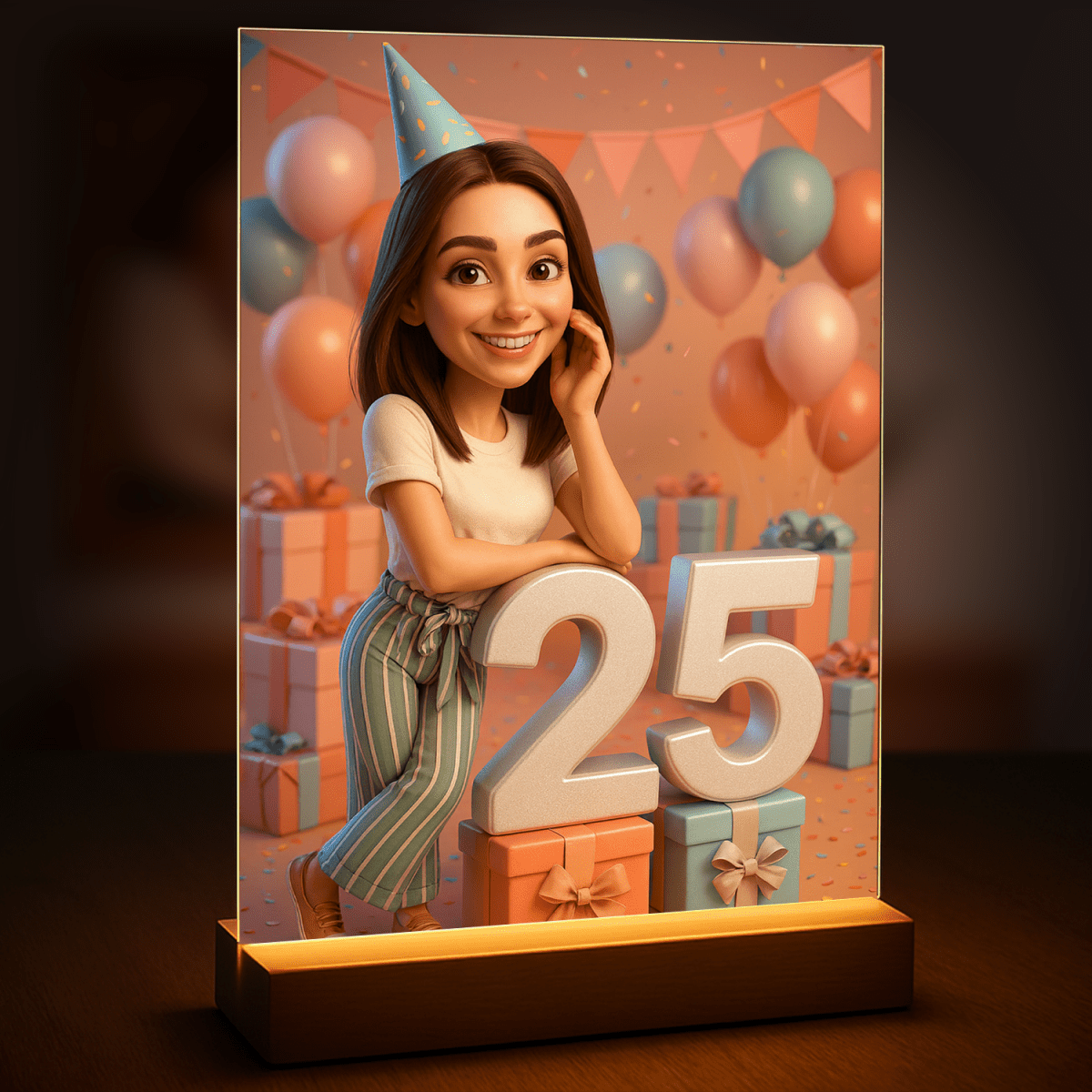 Image of Ilustracja na 25 urodziny - druk na szkle, portret z Twojego zdjęcia - Wymaluj Prezent