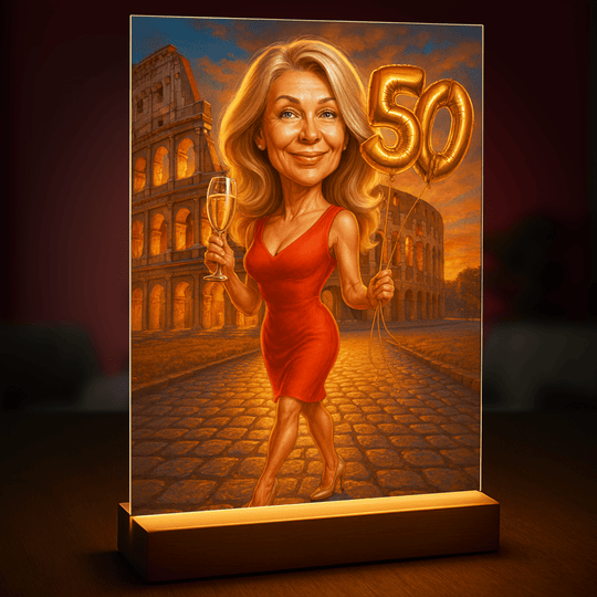 Ilustracja na 50. - druk na szkle, portret z Twojego zdjęcia