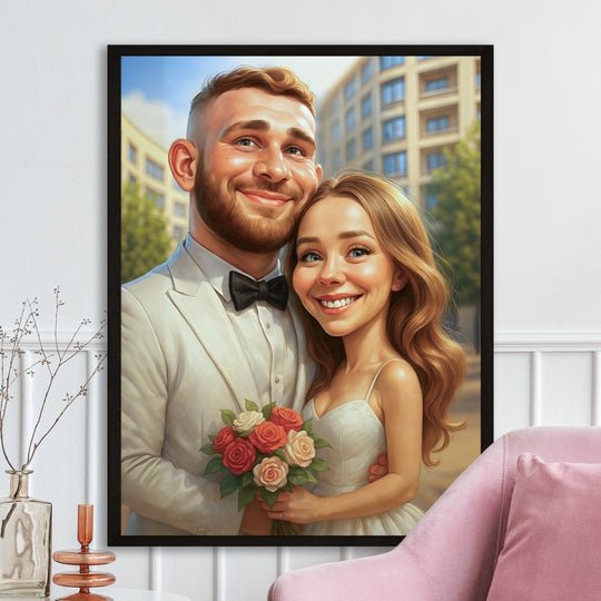 Ilustracja ślubna zakochanych - plakat z Twojego zdjęcia