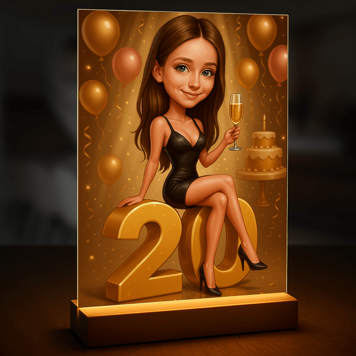 Ilustracja z okazji 20 urodzin - druk na szkle, portret z Twojego zdjęcia - Wymaluj Prezent