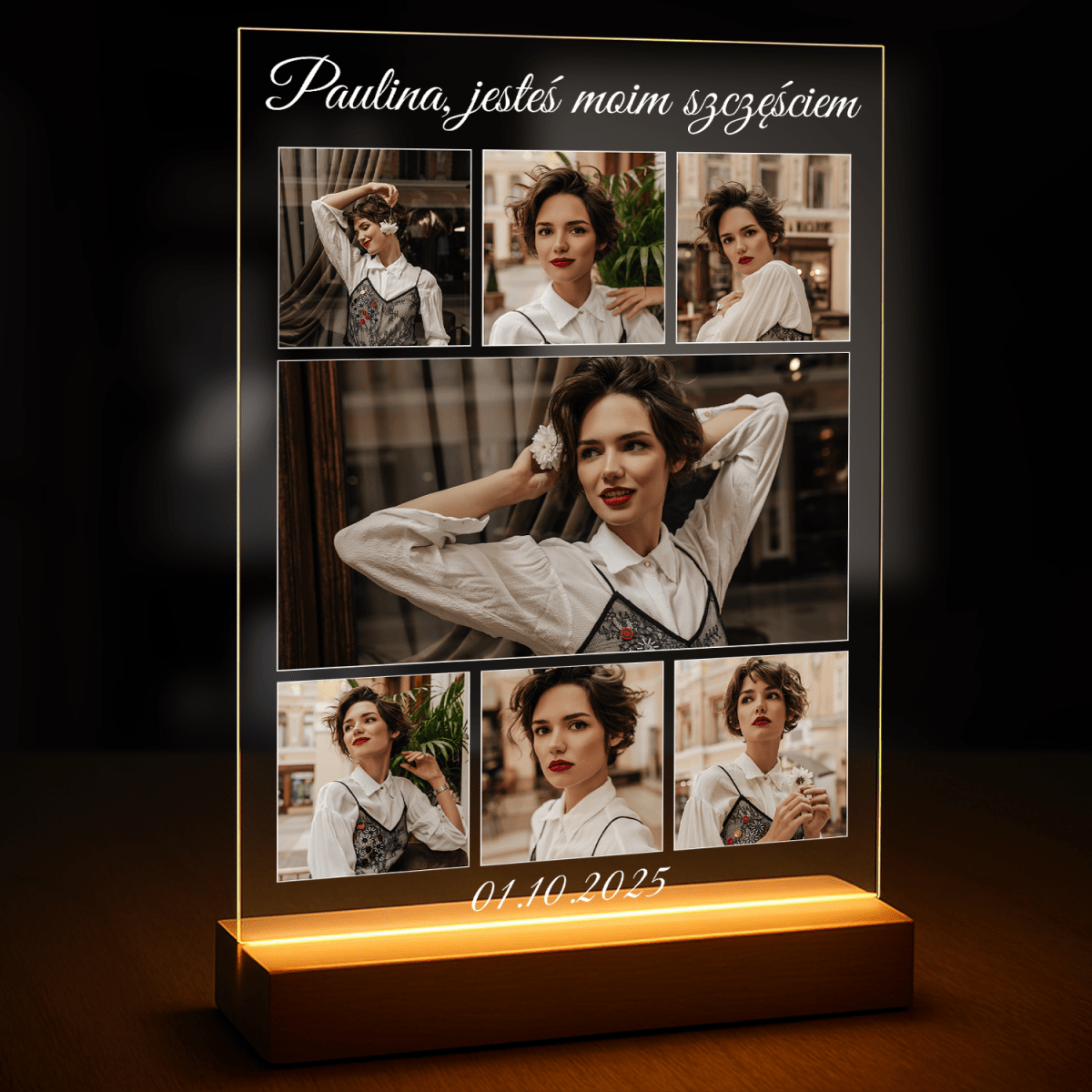 Image of Jesteś moim szczęściem - druk na szkle, kolaż z Twoich zdjęć - Wymaluj Prezent