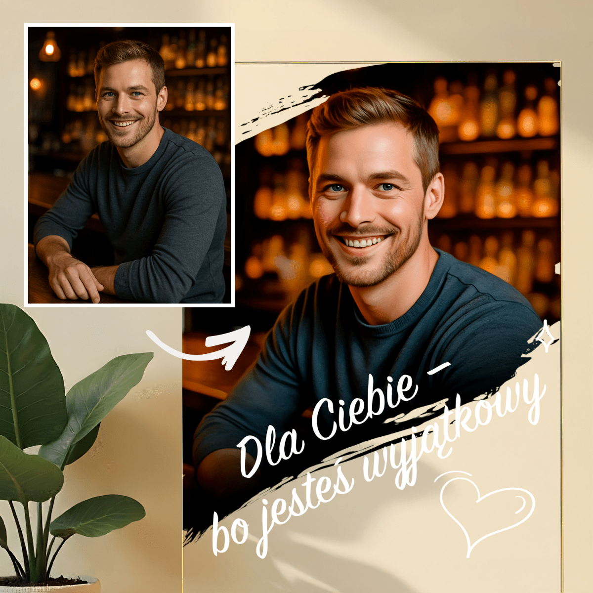 Jesteś wyjątkowy - druk na szkle, portret z Twojego zdjęcia - Wymaluj Prezent