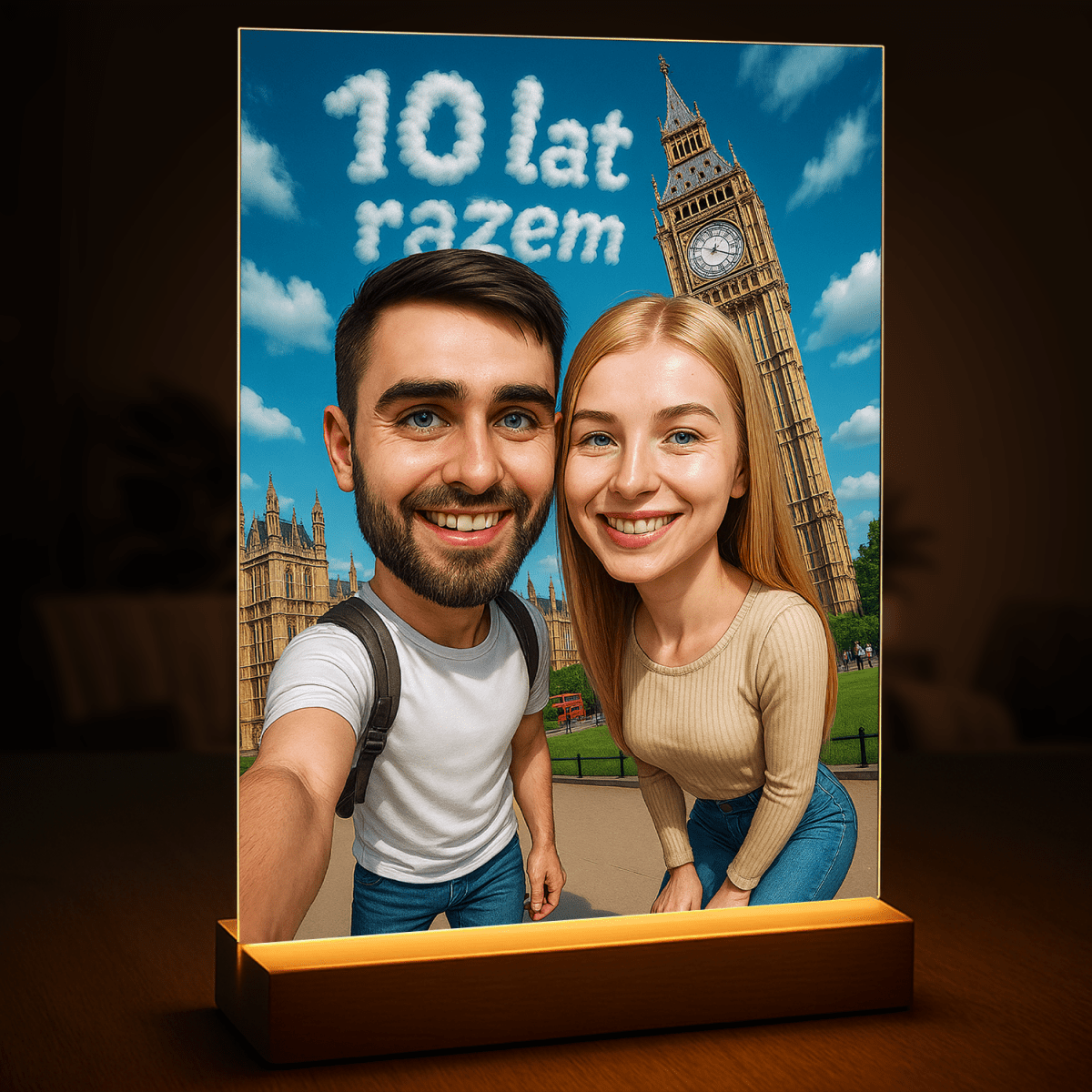 Image of Karykatura na 10 rocznicę - druk na szkle, portret z Twojego zdjęcia - Wymaluj Prezent