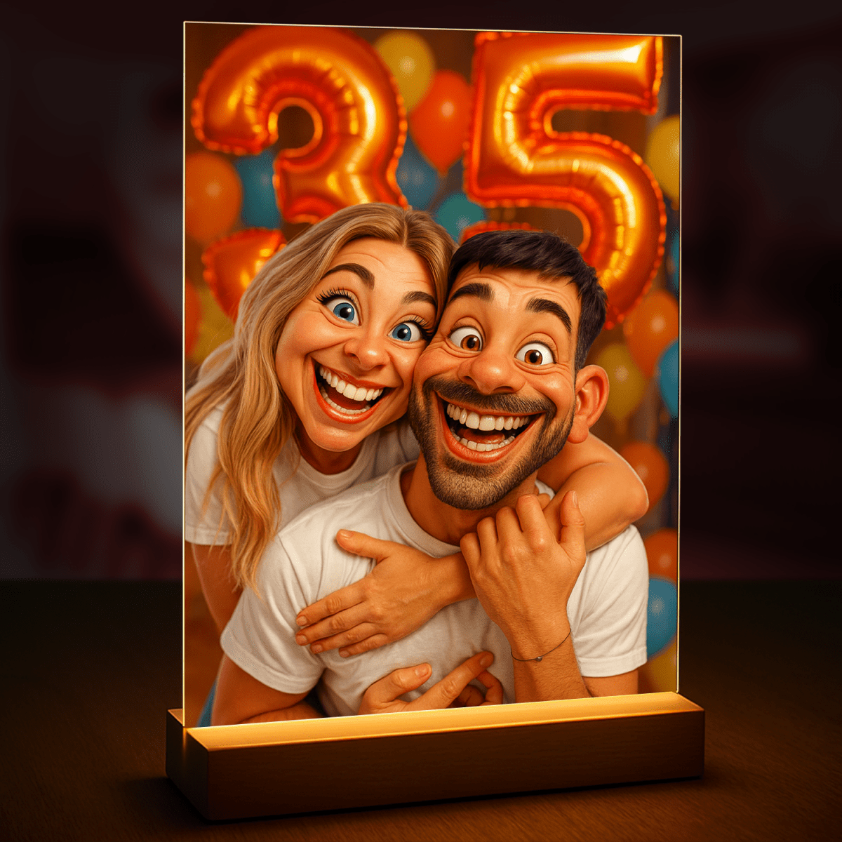 Image of Karykatura na 35 urodziny - druk na szkle, portret z Twojego zdjęcia - Wymaluj Prezent