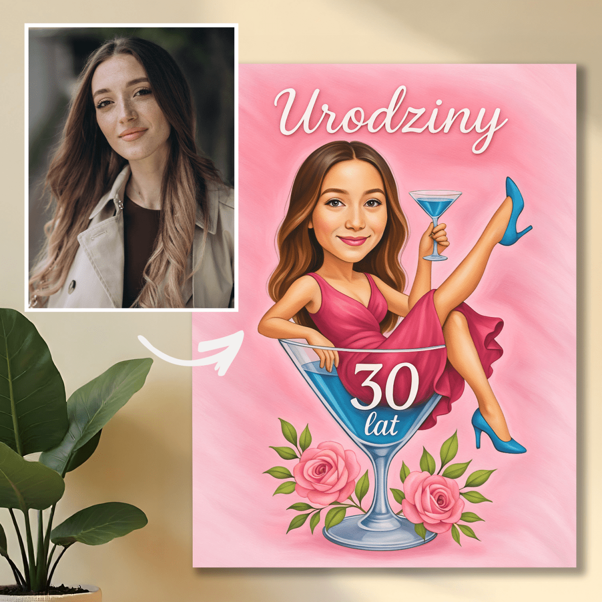 Karykatura na urodziny - obraz na płótnie z Twojego zdjęcia - Wymaluj Prezent