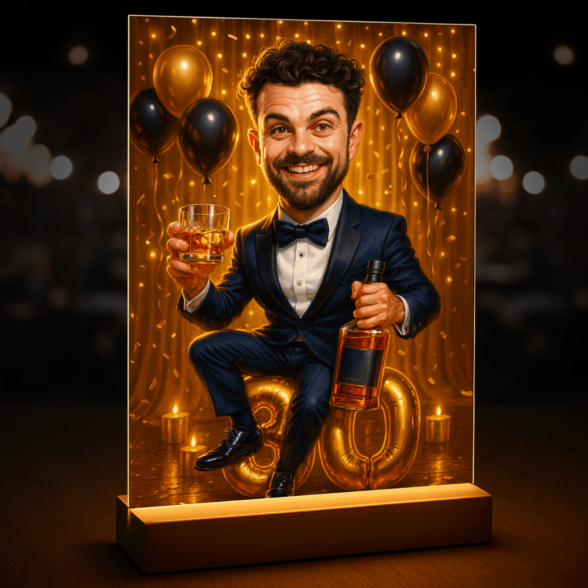 Karykatura urodzinowa na 30. - druk na szkle, portret z Twojego zdjęcia - Wymaluj Prezent