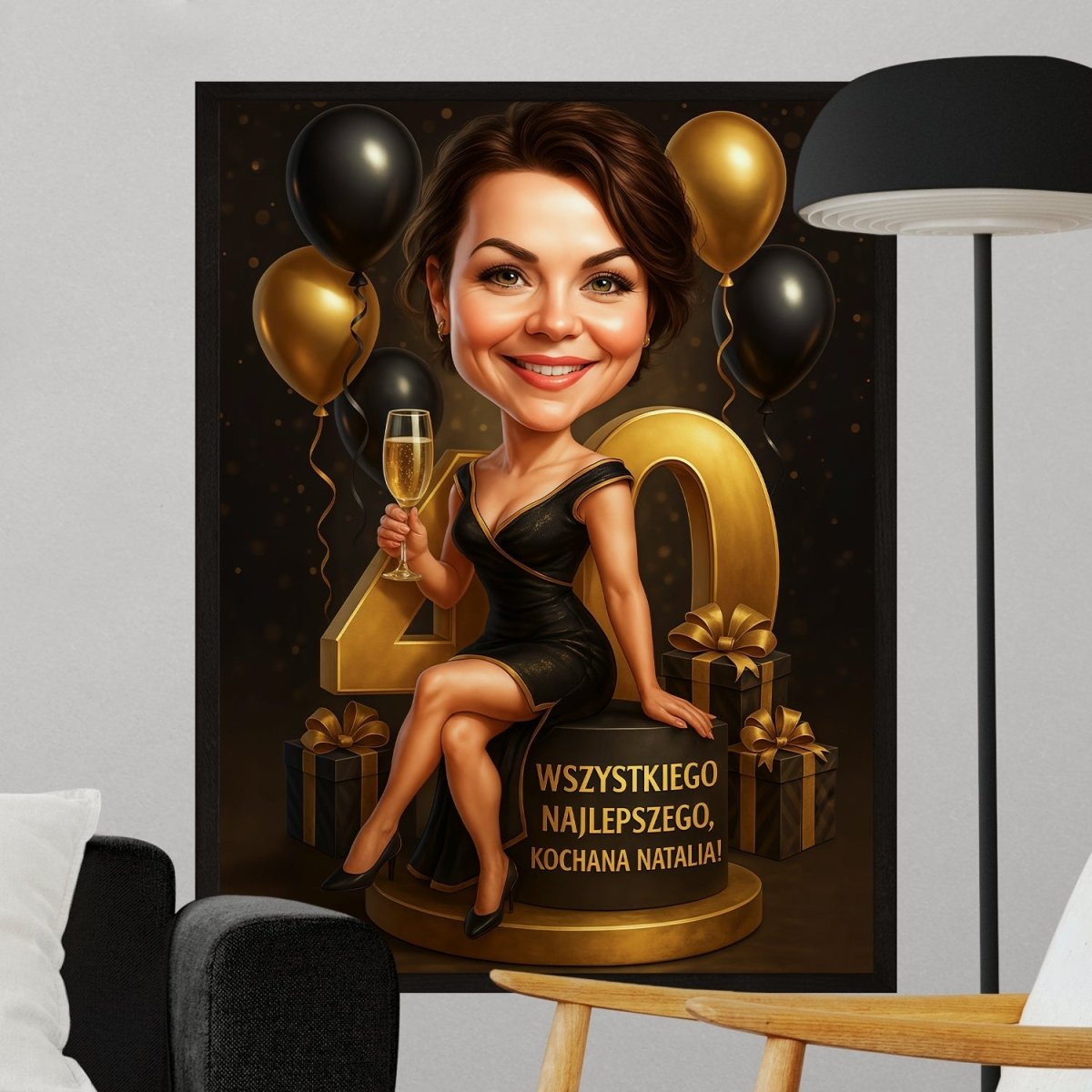 Karykatura urodzinowa na 40. - plakat z Twojego zdjęcia - Wymaluj Prezent