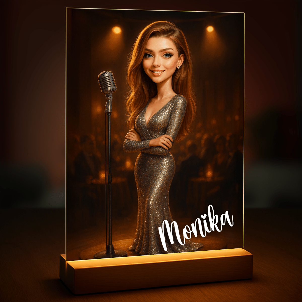 Karykatura w stylu gwiazdy + imię - druk na szkle, portret z Twojego zdjęcia - Wymaluj Prezent