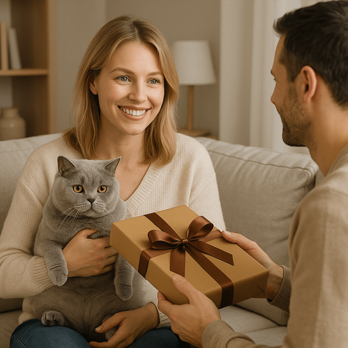Image of Kobieta z kotem - druk na szkle, portret z Twojego zdjęcia - Wymaluj Prezent