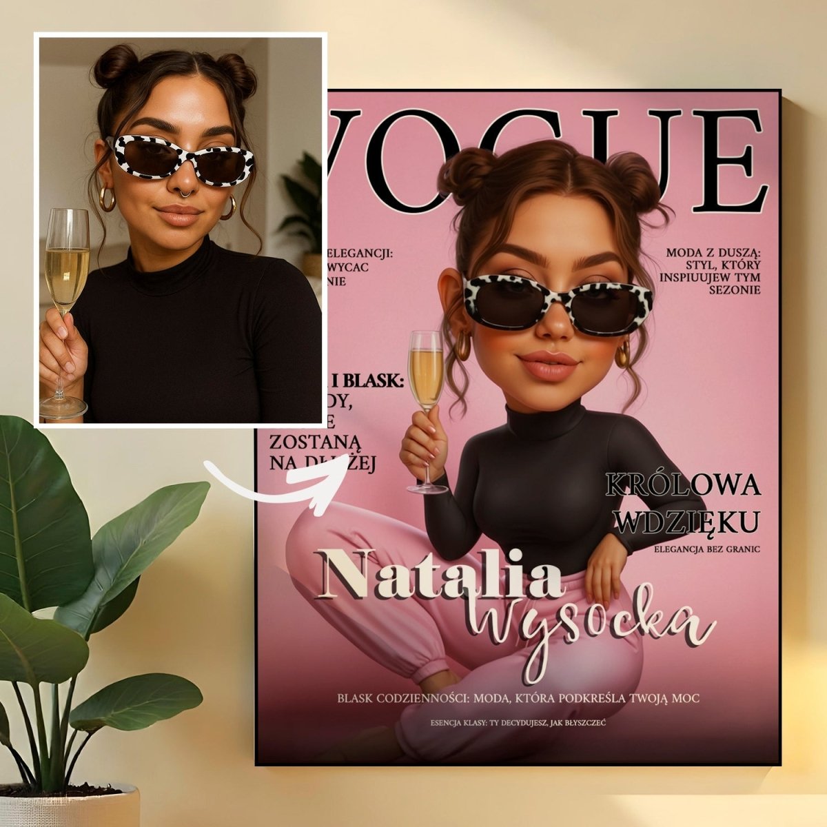 Kobieta z okładki Vogue - obraz na płótnie z Twojego zdjęcia - Wymaluj Prezent