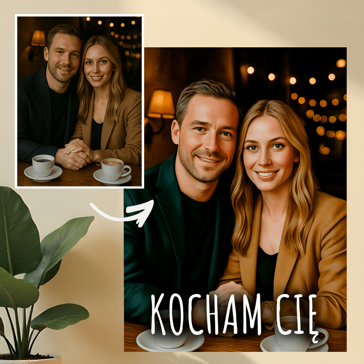 Kocham Cię - druk na szkle, portret z Twojego zdjęcia - Wymaluj Prezent