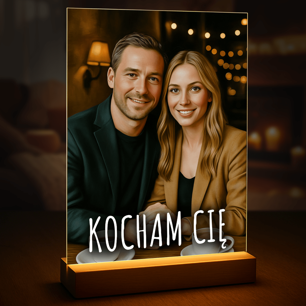 Kocham Cię - druk na szkle, portret z Twojego zdjęcia - Wymaluj Prezent