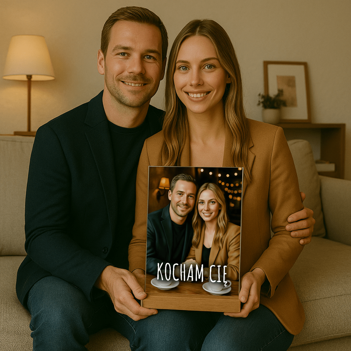 Image of Kocham Cię - druk na szkle, portret z Twojego zdjęcia - Wymaluj Prezent