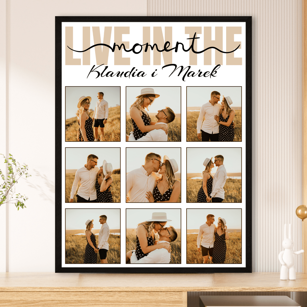 Image of Kolaż 9 zdjęć pary + napis - plakat z Twojego zdjęcia - Wymaluj Prezent