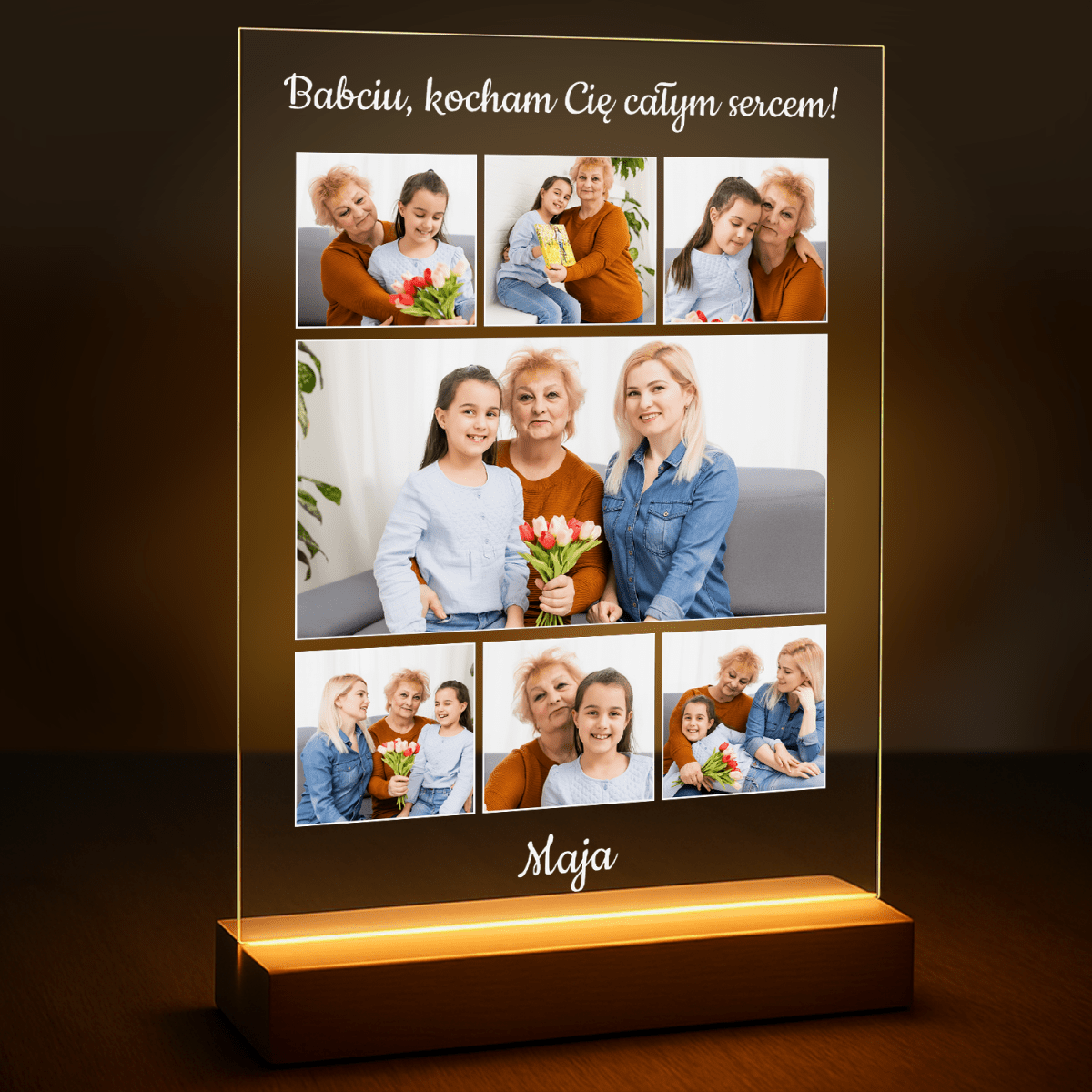Kolaż dla kochanej babci - druk na szkle z Twojego zdjęcia - Wymaluj Prezent