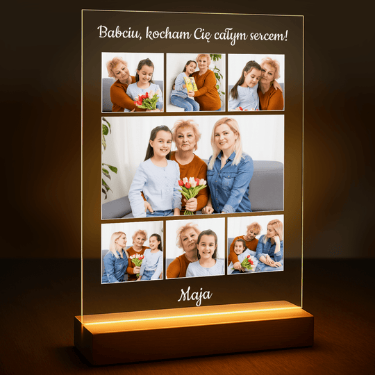 Kolaż dla kochanej babci - druk na szkle z Twojego zdjęcia