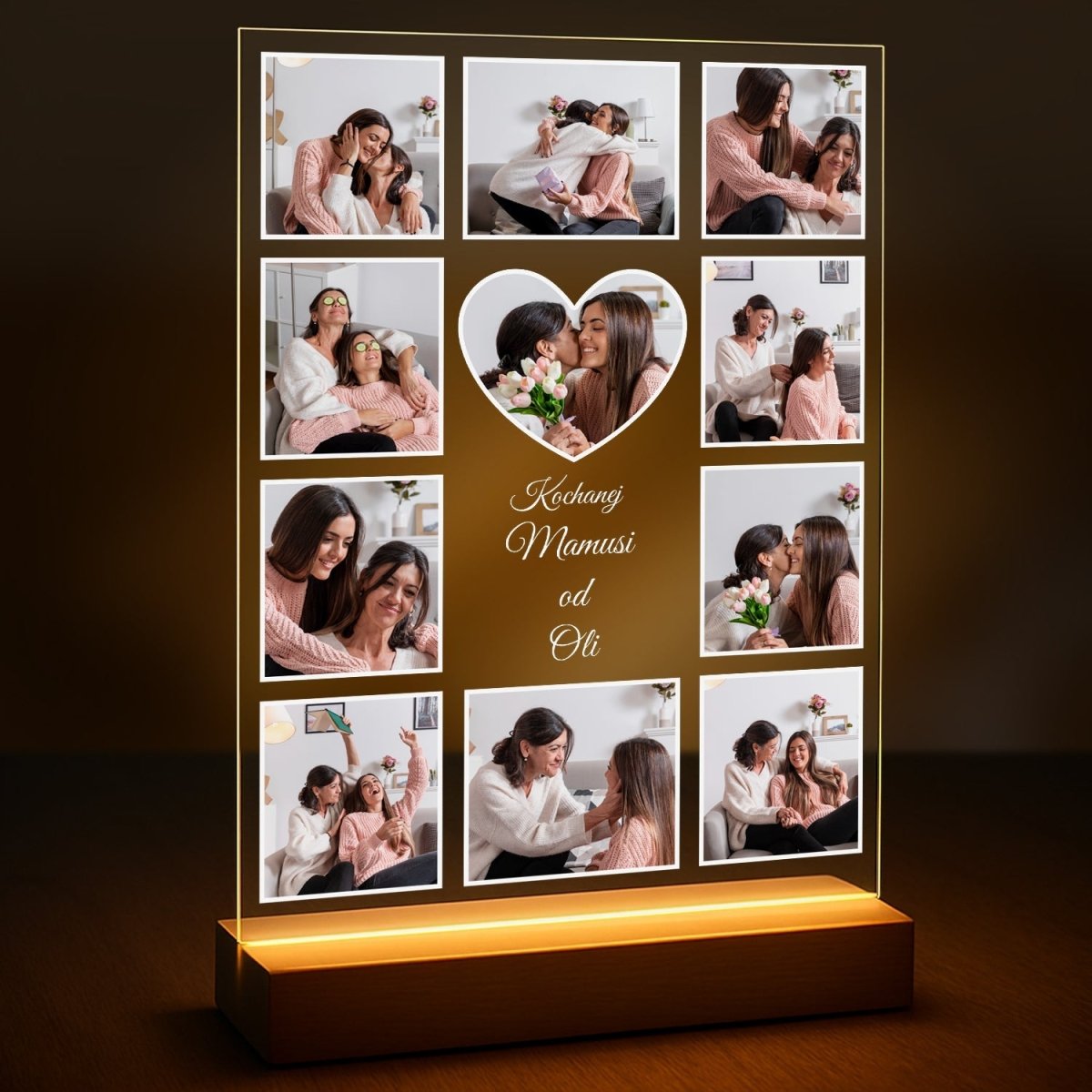 Image of Kolaż dla mamy + tekst - druk na szkle z Twojego zdjęcia - Wymaluj Prezent