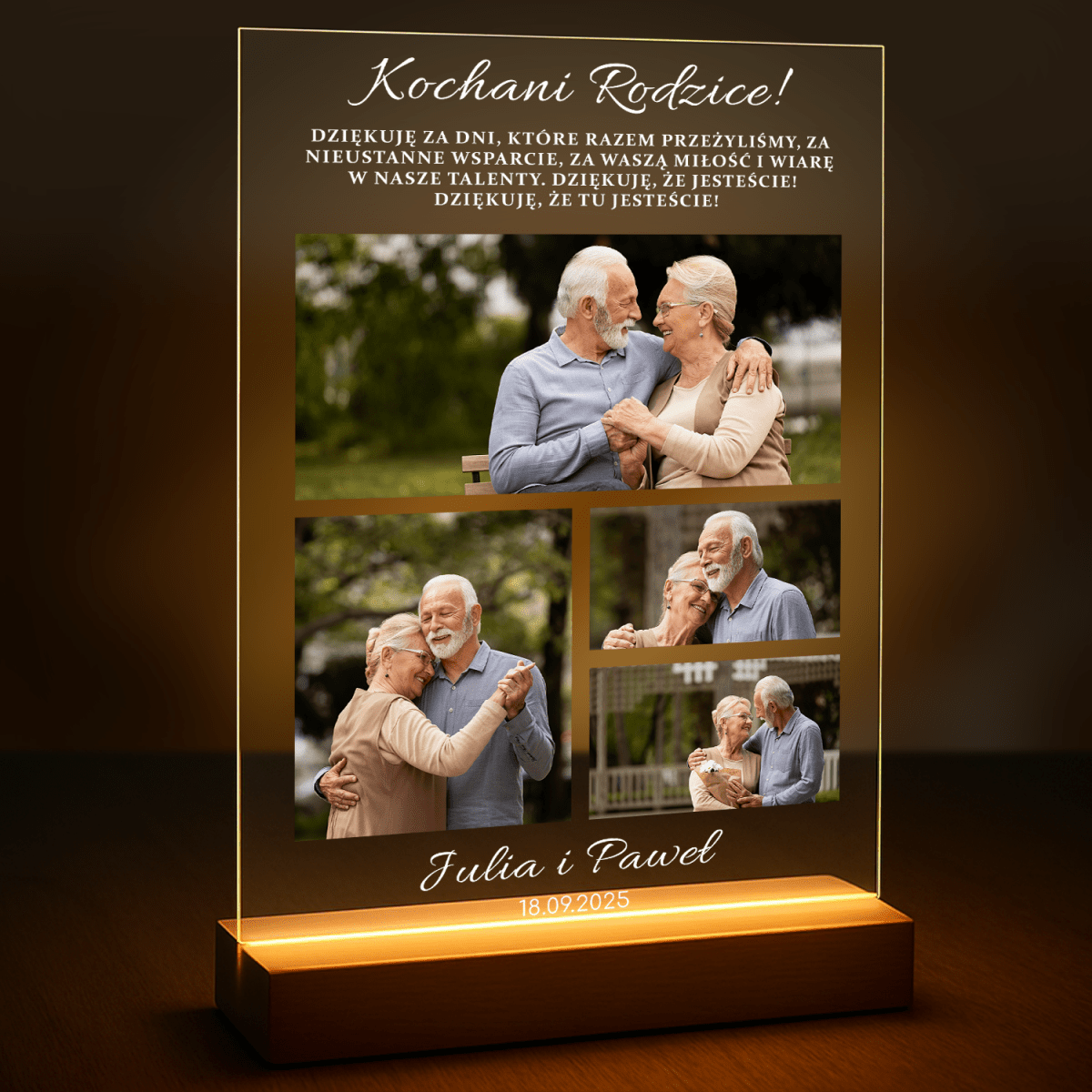 Image of Kolaż dla rodziców z 4 zdjęć - druk na szkle z Twojego zdjęcia - Wymaluj Prezent